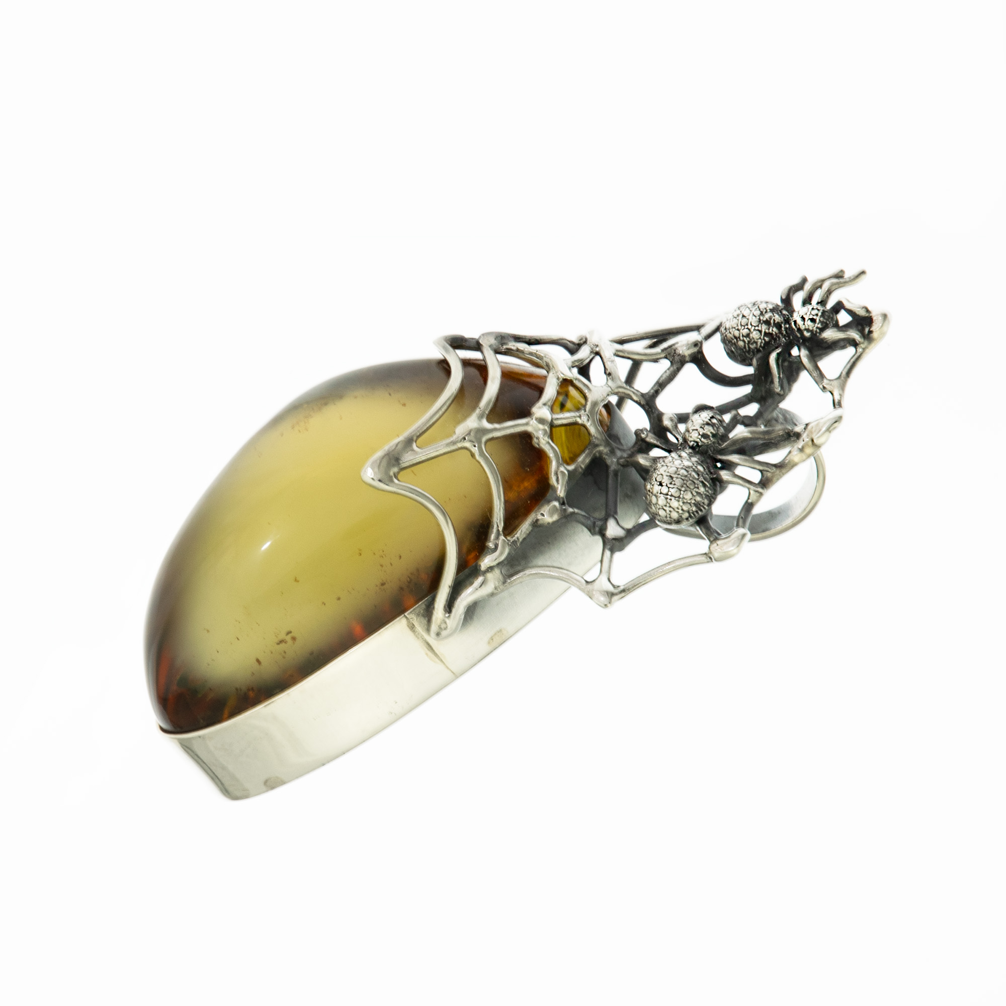 Spider Web Honey Natural Baltic Amber Pendant 1